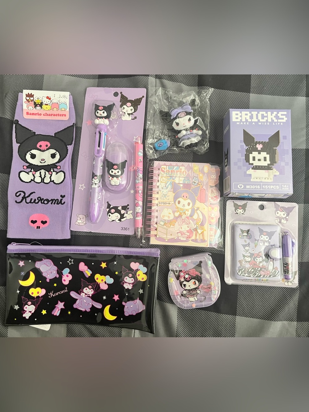 Sanrio Kuromi 9 Piece Stationery and Merchandise Set